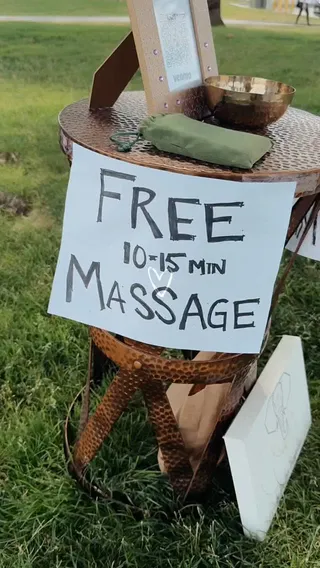 Tuesday Park Days chair massage sign at a Whatcom County park